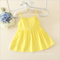 coreano bebé niños moda al por mayor de la ropa de las muchachas del verano vestido de estilo casual vestido de correa de espagueti amarillo vestido